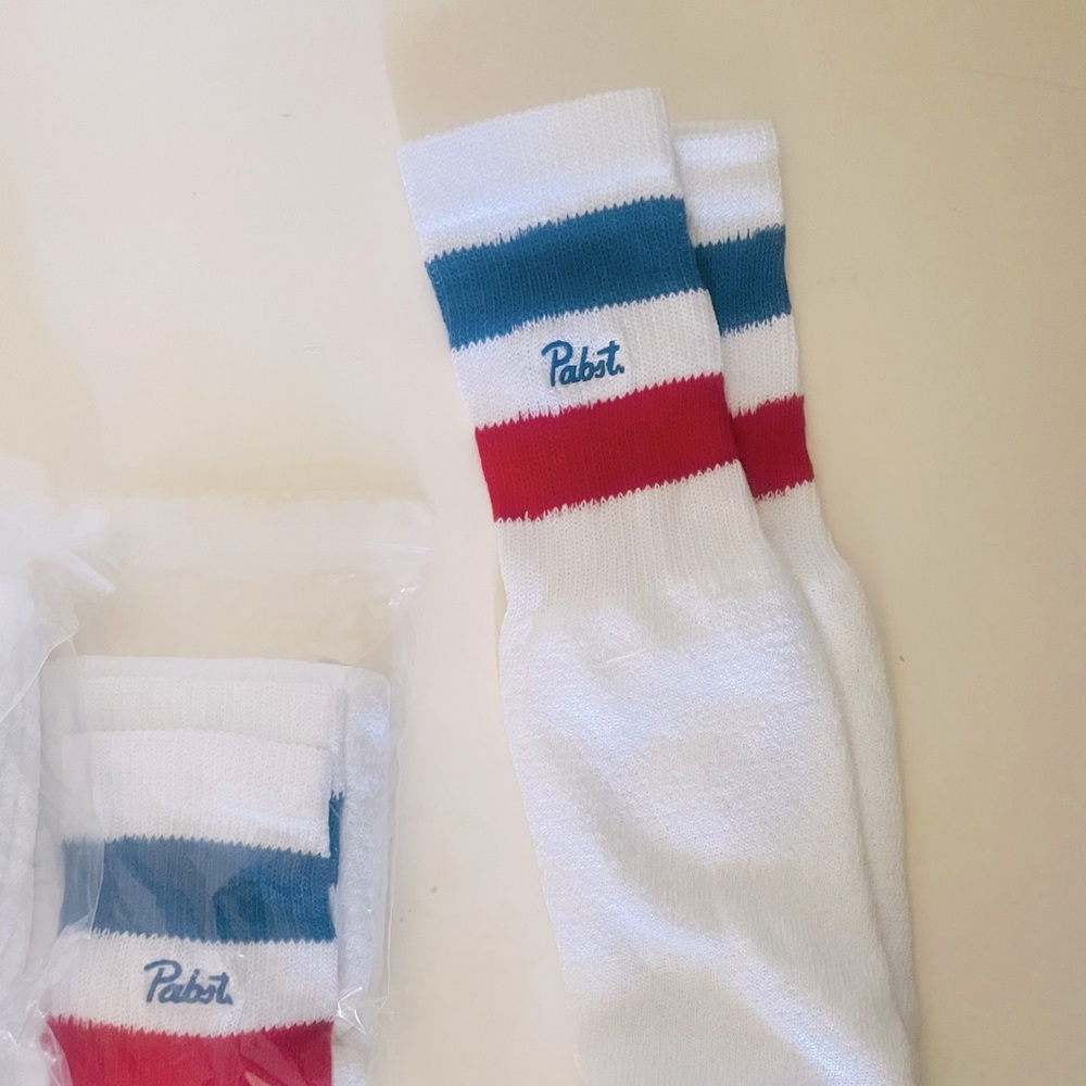 Pabst Blue Ribbon tall socks unisex
